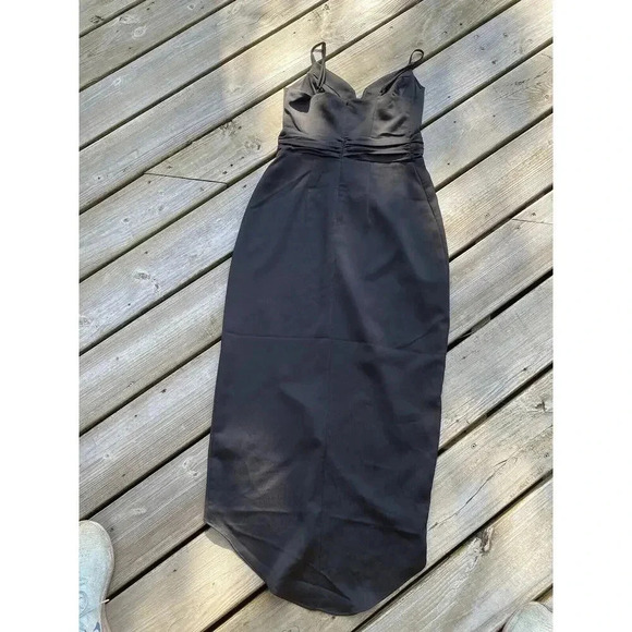Express V-Wire Satin Hi-Lo Maxi Dress Black Size XS Small (see Notes) NWOT - Picture 2 of 7